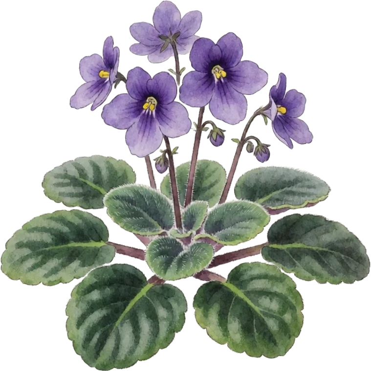 Botanical illustration of African Violet