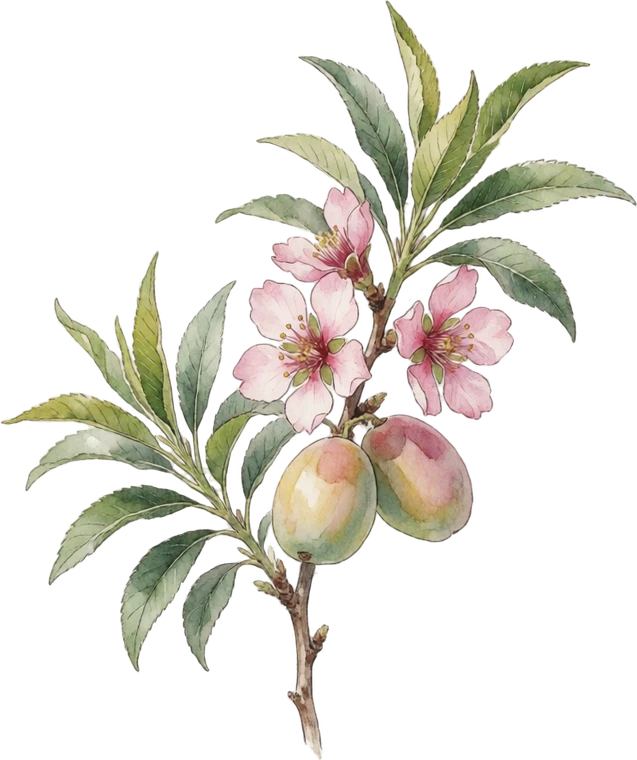 Botanical illustration of Almond