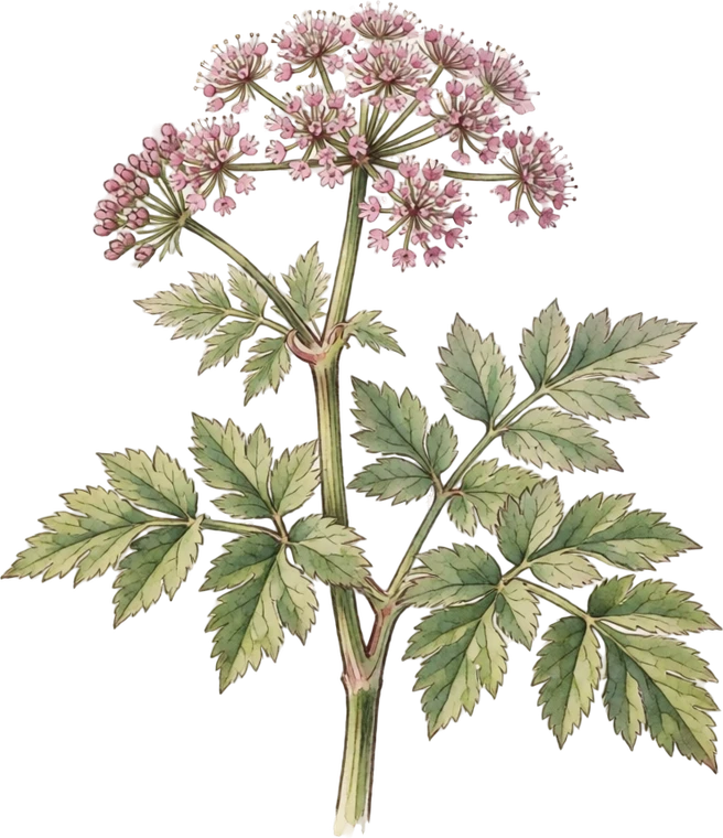 Botanical illustration of Angelica