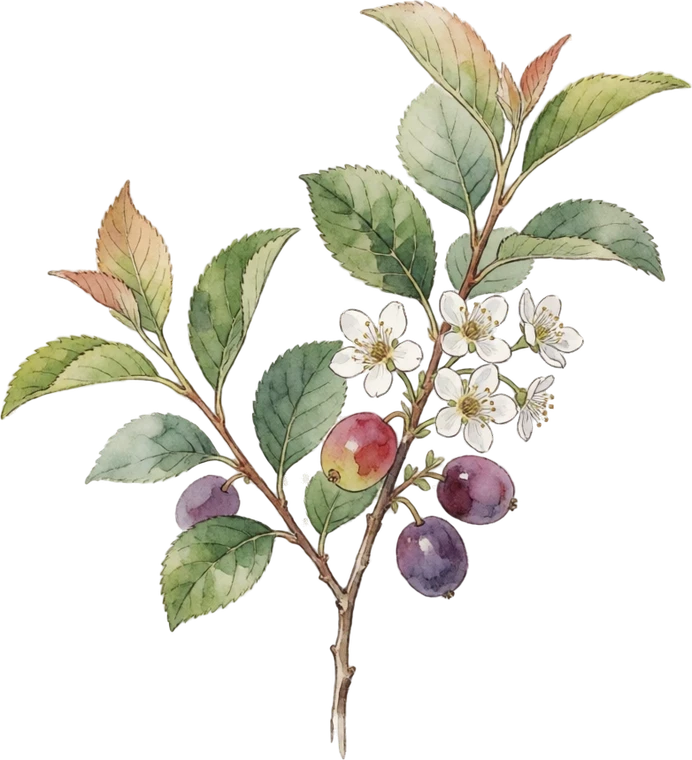 Botanical illustration of Beach Plum