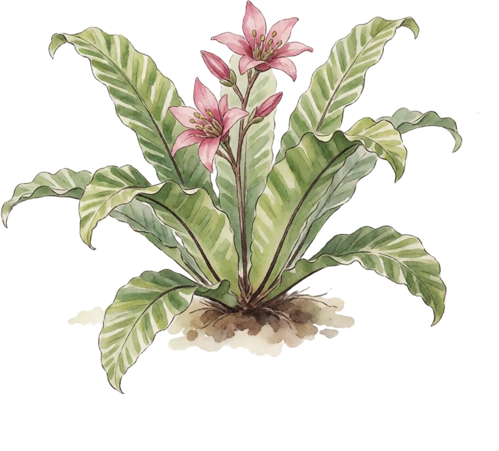 Botanical illustration of Bird's Nest Fern