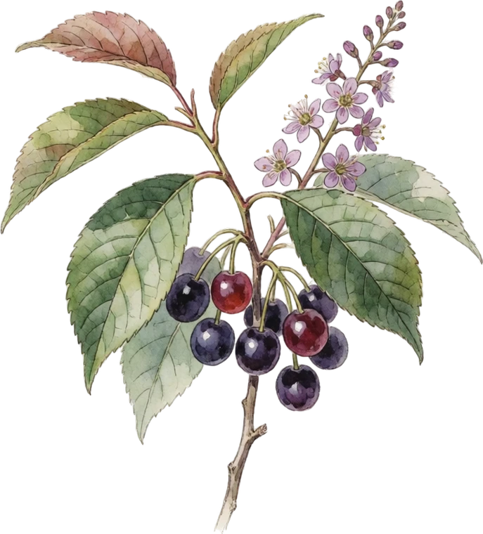 Botanical illustration of Black Cherry