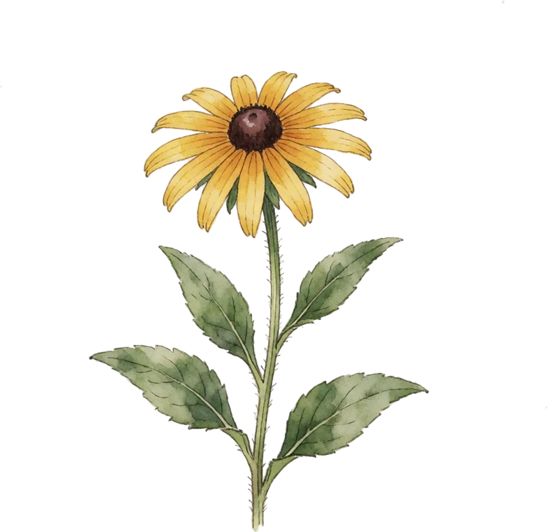 Botanical illustration of Black-eyed Susan
