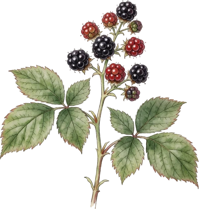 Botanical illustration of Blackberry