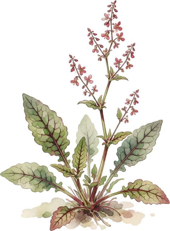 Botanical illustration of Bloody Dock (Red-Veined Sorrel)