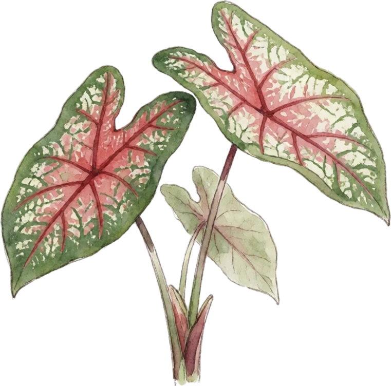 Botanical illustration of Caladium