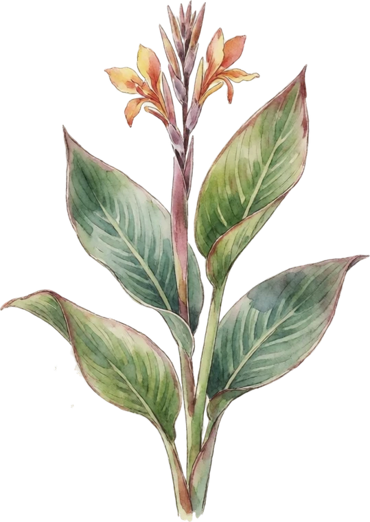 Botanical illustration of Canna Lily