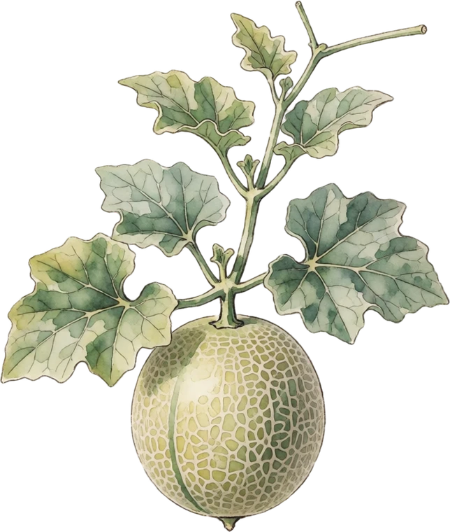 Botanical illustration of Cantaloupe