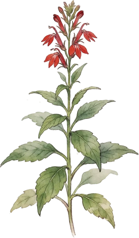 Botanical illustration of Cardinal Flower