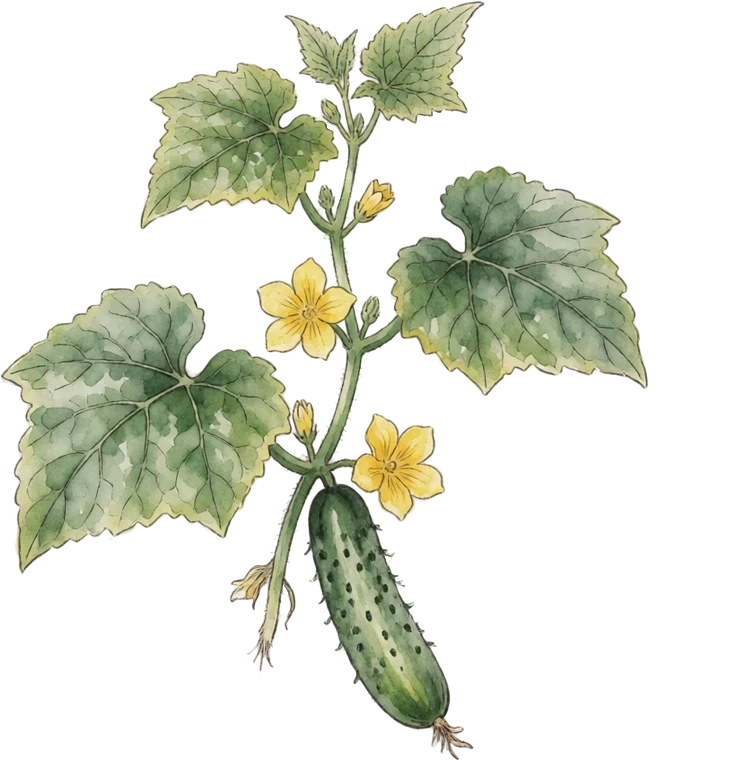 Botanical illustration of Cucumber