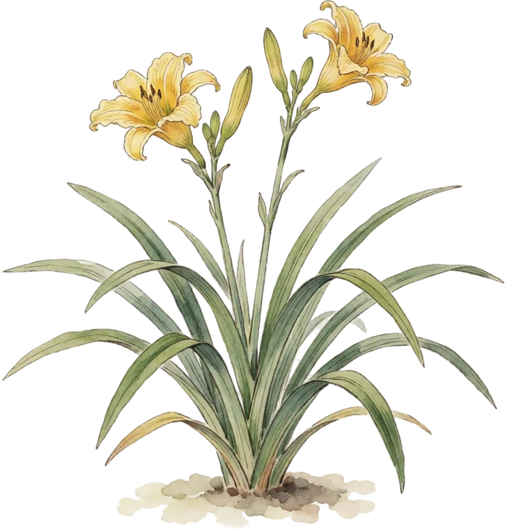 Botanical illustration of Daylily