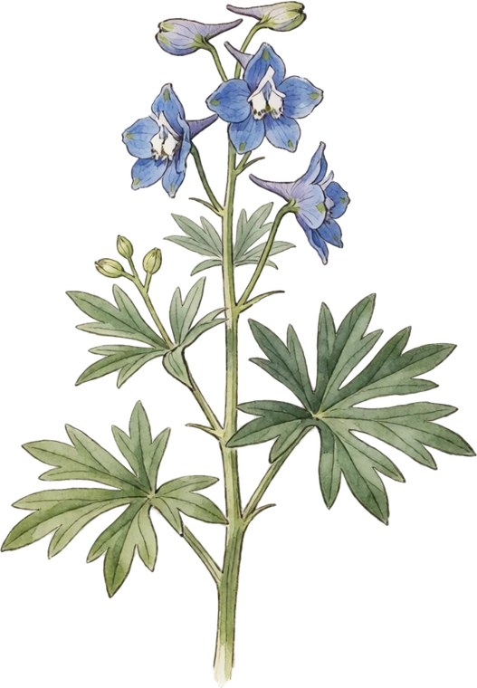 Botanical illustration of Delphinium