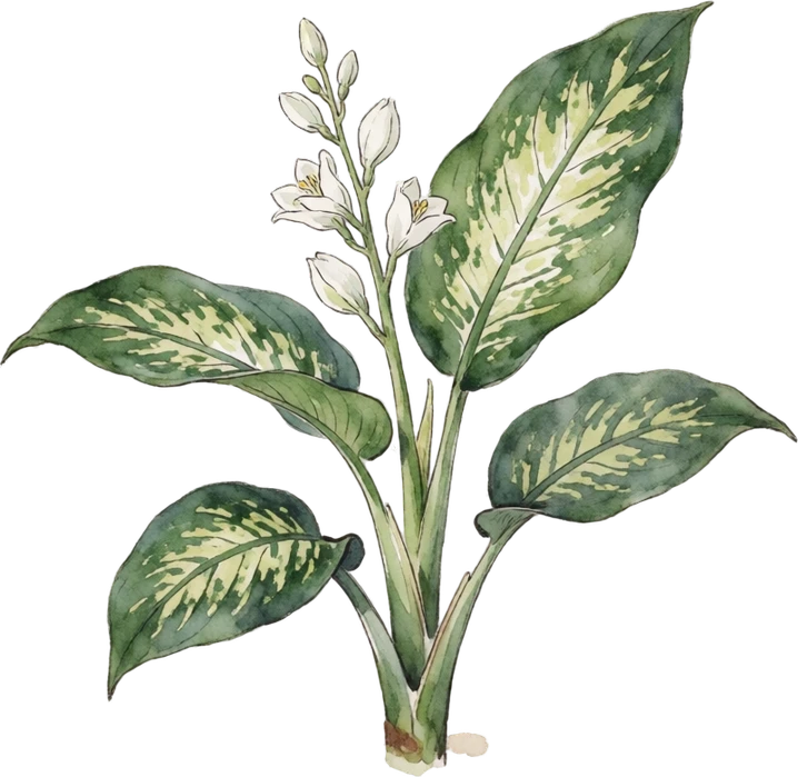 Botanical illustration of Dieffenbachia (Dumb Cane)