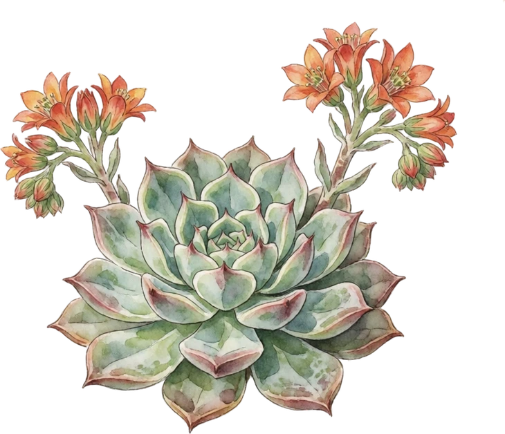 Botanical illustration of Echeveria