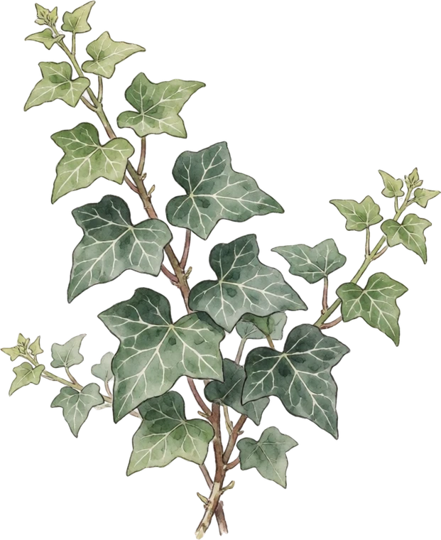 Botanical illustration of English Ivy