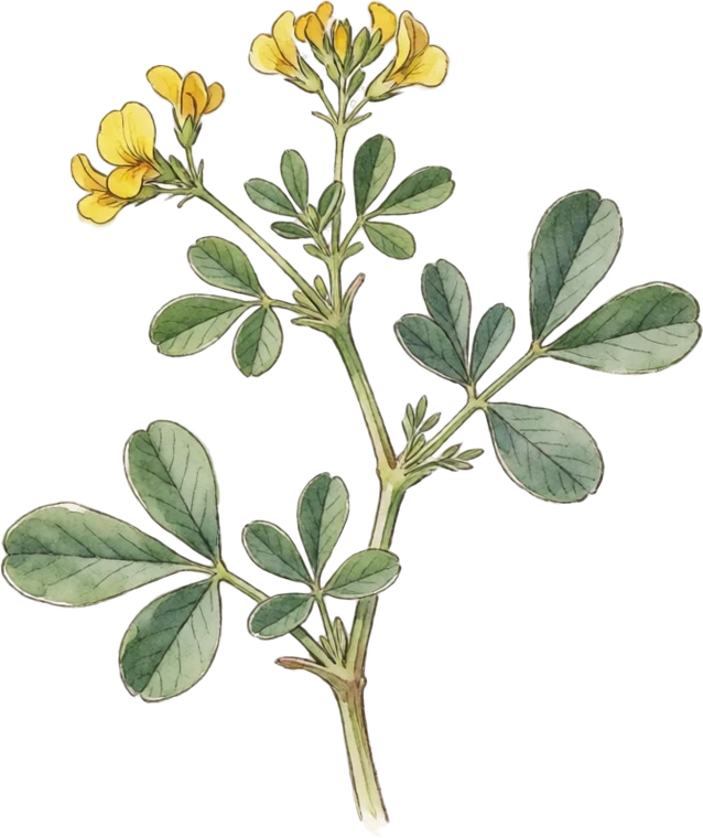 Botanical illustration of Fenugreek