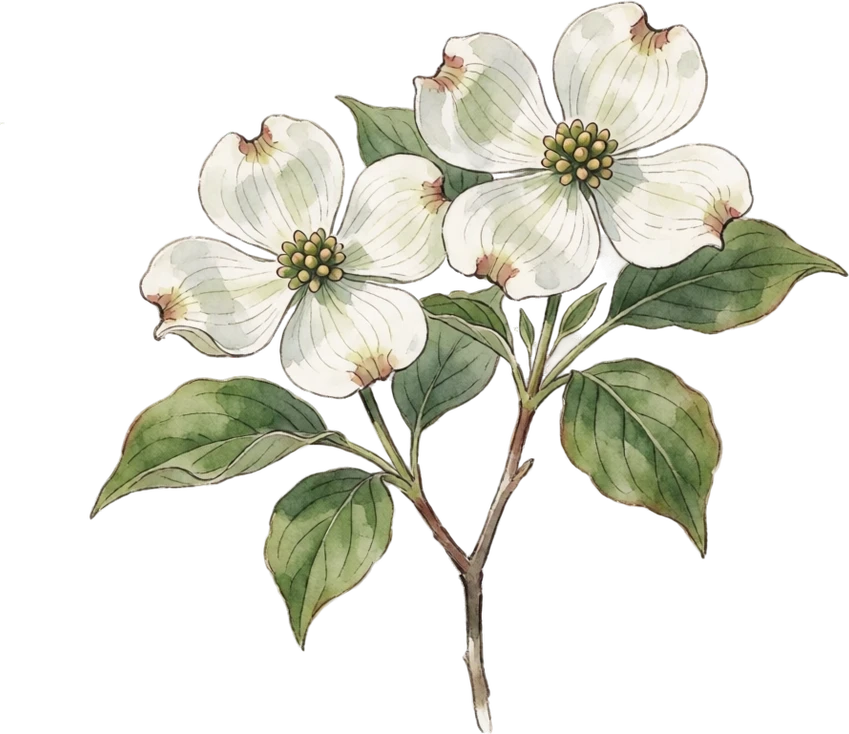 Botanical illustration of Flowering Dogwood