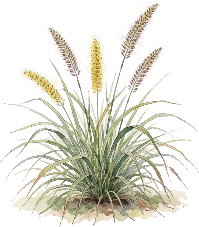 Botanical illustration of Fountain Grass