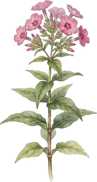 Botanical illustration of Garden Phlox