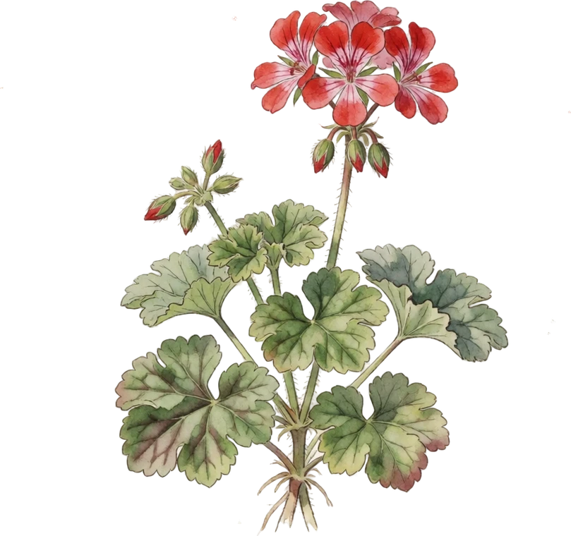 Botanical illustration of Geranium (Zonal)