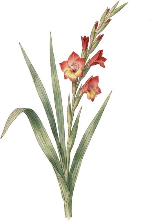 Botanical illustration of Gladiolus