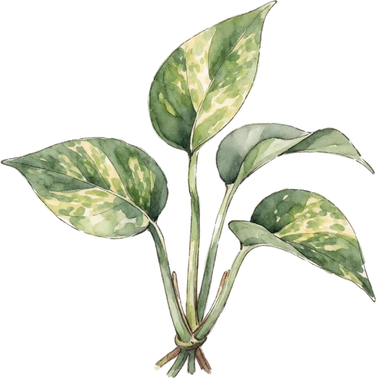 Botanical illustration of Golden Pothos
