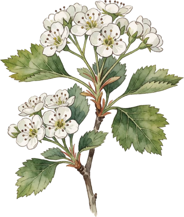 Botanical illustration of Hawthorn