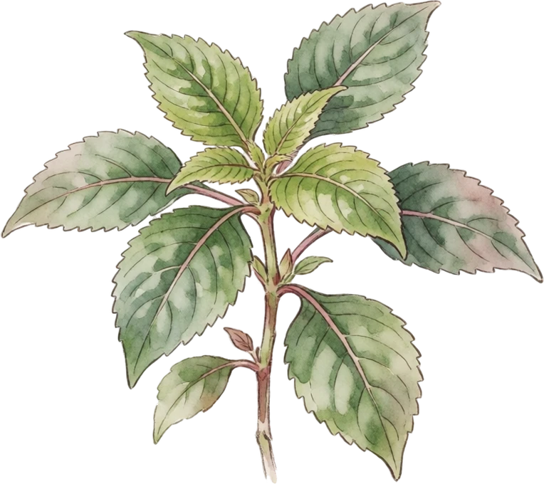 Botanical illustration of Impatiens