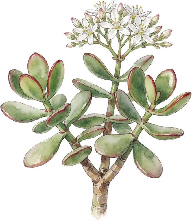 Botanical illustration of Jade Plant