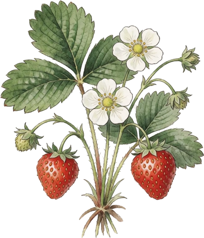 Botanical illustration of Strawberry