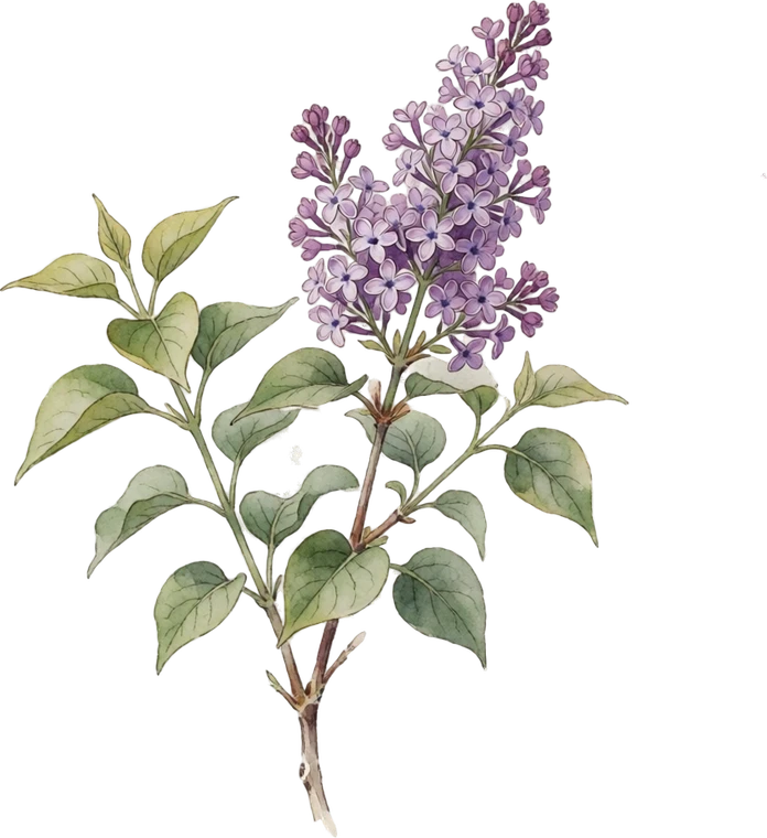 Botanical illustration of Common Lilac
