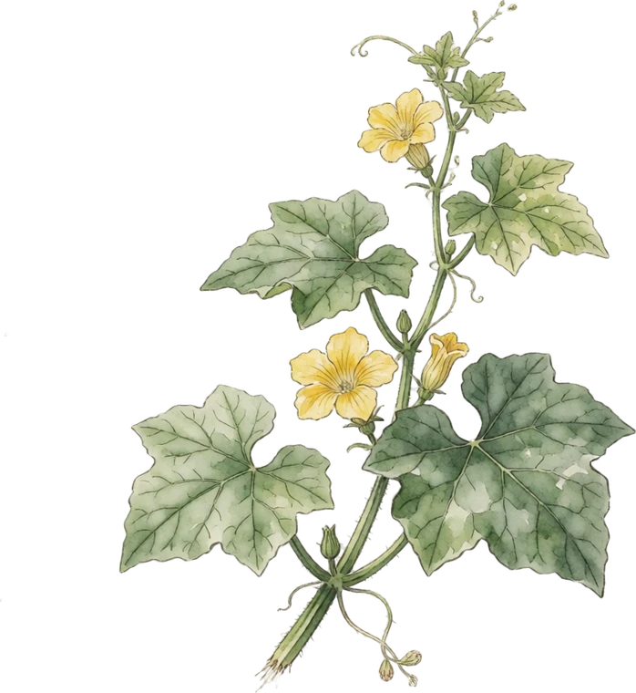 Botanical illustration of Luffa Gourd