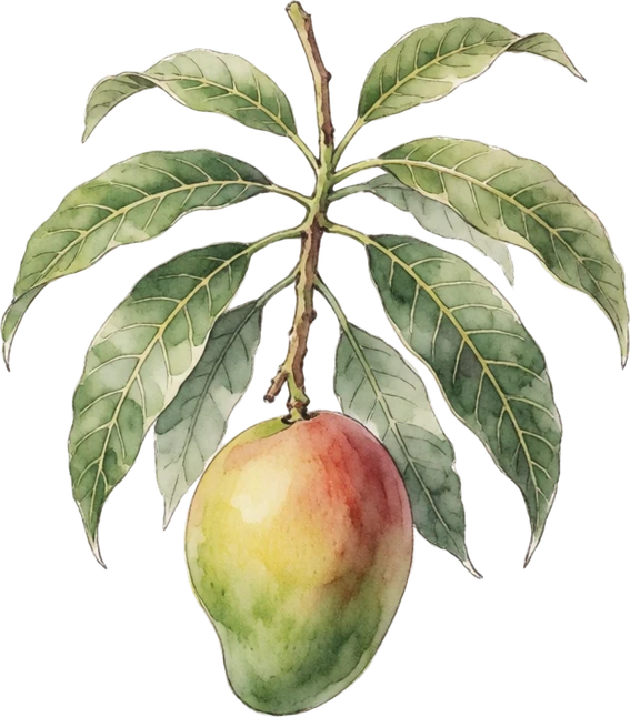 Botanical illustration of Mango