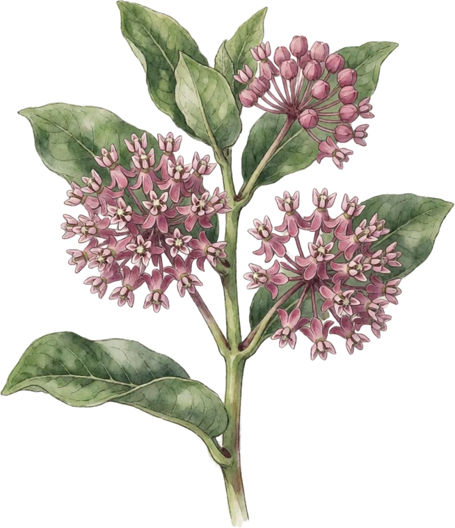 Botanical illustration of Common Milkweed