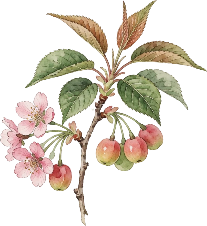 Botanical illustration of Nanking Cherry