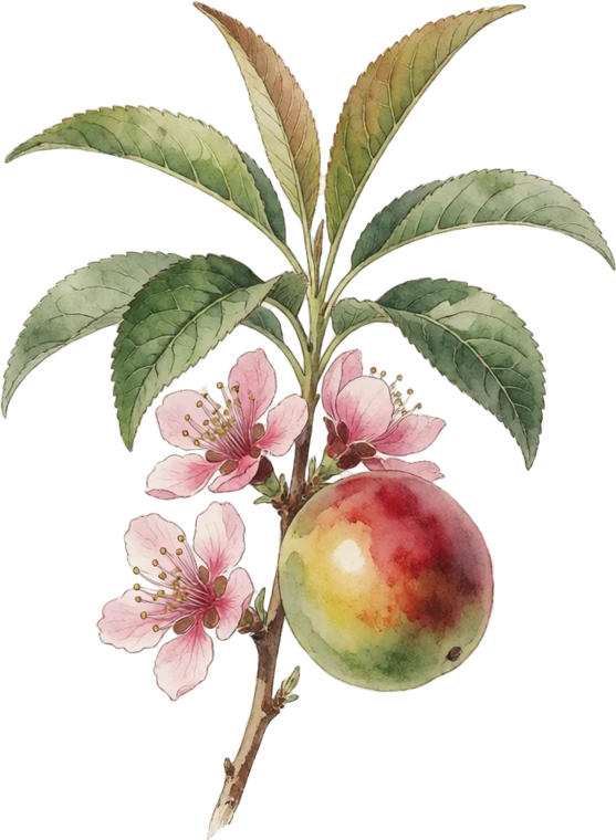 Botanical illustration of Nectarine