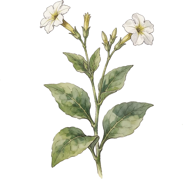 Botanical illustration of Flowering Tobacco