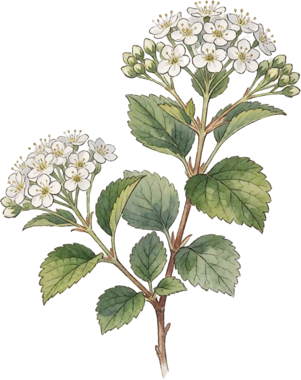 Botanical illustration of Ninebark