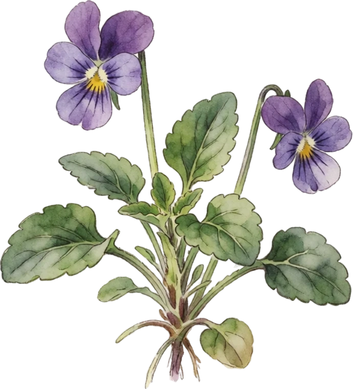 Botanical illustration of Pansy & Viola