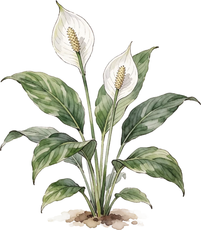 Botanical illustration of Peace Lily