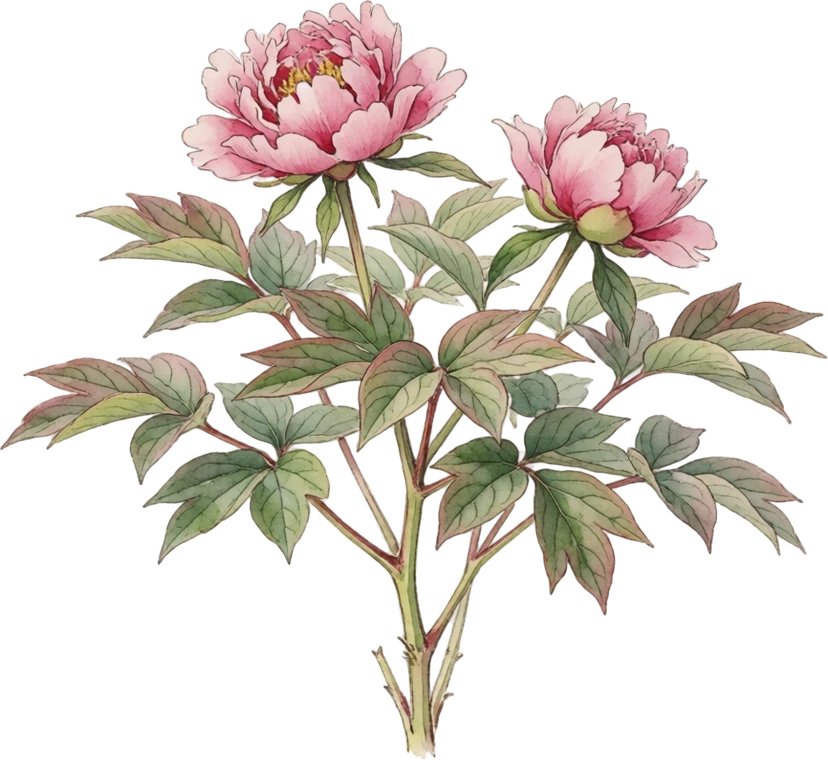 Botanical illustration of Peony