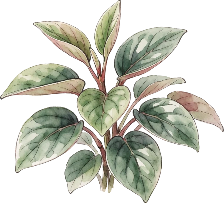 Botanical illustration of Peperomia