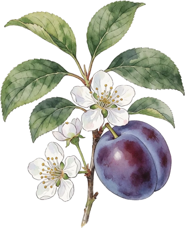 Botanical illustration of Plum