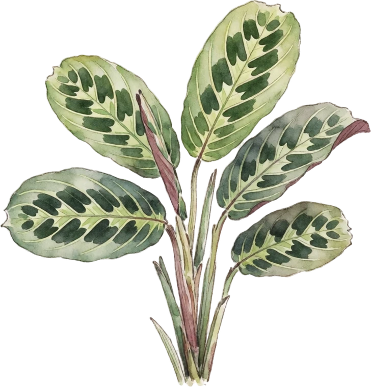Botanical illustration of Prayer Plant