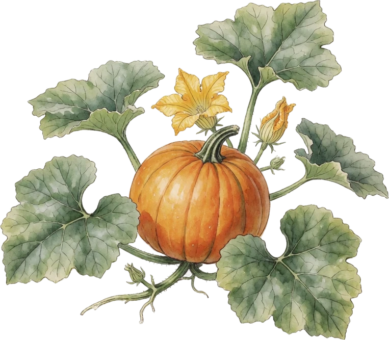 Botanical illustration of Pumpkin