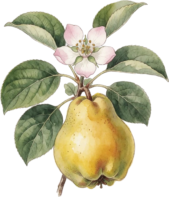 Botanical illustration of Quince