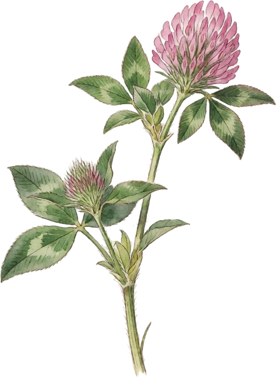 Botanical illustration of Red Clover