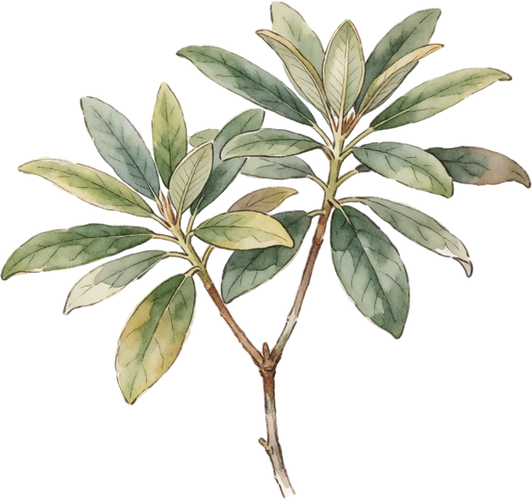 Botanical illustration of Rhododendron