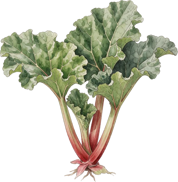 Botanical illustration of Rhubarb