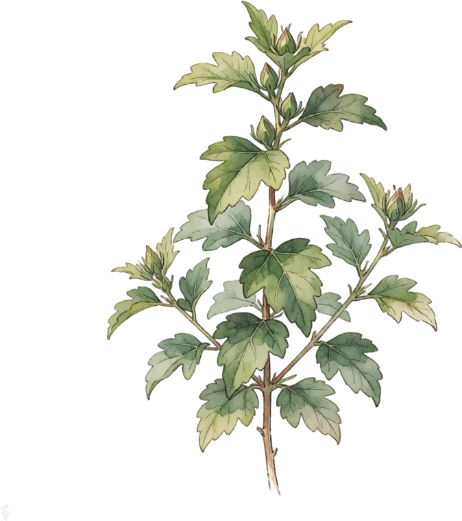 Botanical illustration of Rose of Sharon